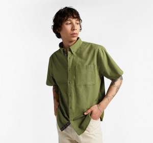 Converse Basic Woven Corta Sleeve Shirt Vert | FU4795328