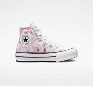 Converse Chuck Taylor All Star EVA Lift Plateforme Butterfly Shine Blanche Rose Noir | CR7694825