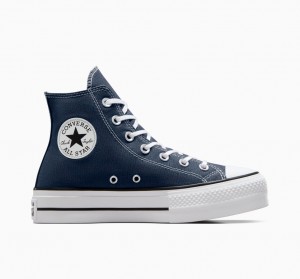 Converse Chuck Taylor All Star Lift Plateforme Bleu Marine Blanche Noir | YJ5896173