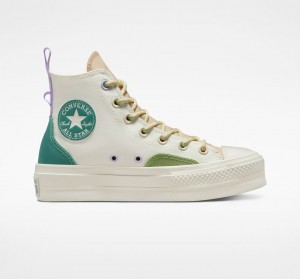 Converse Chuck Taylor All Star Lift Plateforme Colorblock Overlay Egret / Oat Milk / Algae Coast | IB6732059