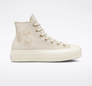 Converse Chuck Taylor All Star Lift Plateforme Golden Elements Sable Doré Clair | FE3782014