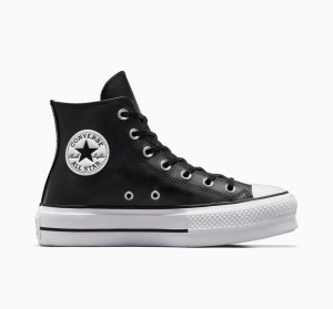 Converse Chuck Taylor All Star Lift Plateforme Cuir Noir Noir Blanche | KP9314802