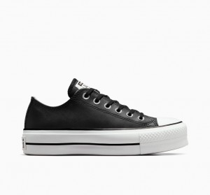 Converse Chuck Taylor All Star Lift Plateforme Cuir Noir Noir Blanche | YI3742901