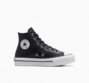 Converse Chuck Taylor All Star Lift Plateforme Cuir Noir Blanche | NV1940627