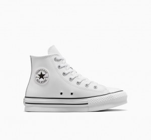 Converse Chuck Taylor All Star Lift Plateforme Cuir Blanche Noir | ZK3842509