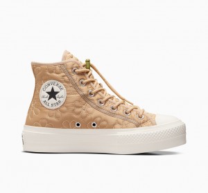 Converse Chuck Taylor All Star Lift Plateforme Matelassé Kaki | QZ8026754