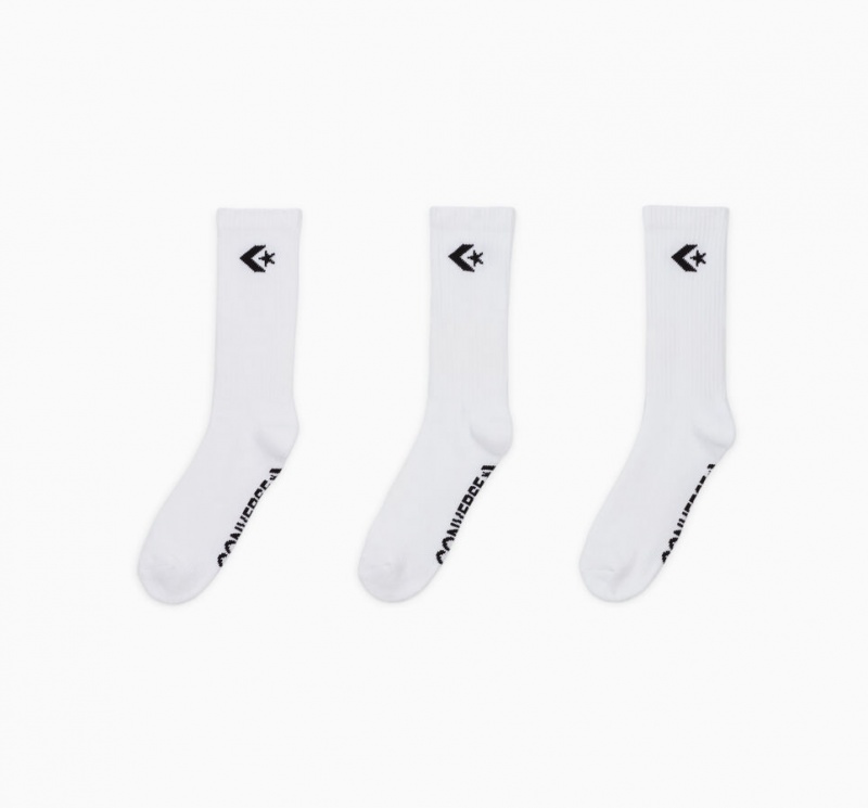 Converse 3-Pack Embroidered Crew Socks Blanche | FM1059486