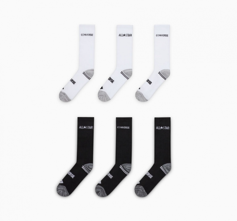 Converse All Star 6-Pack Crew Socks Blanche Noir | LA4981037