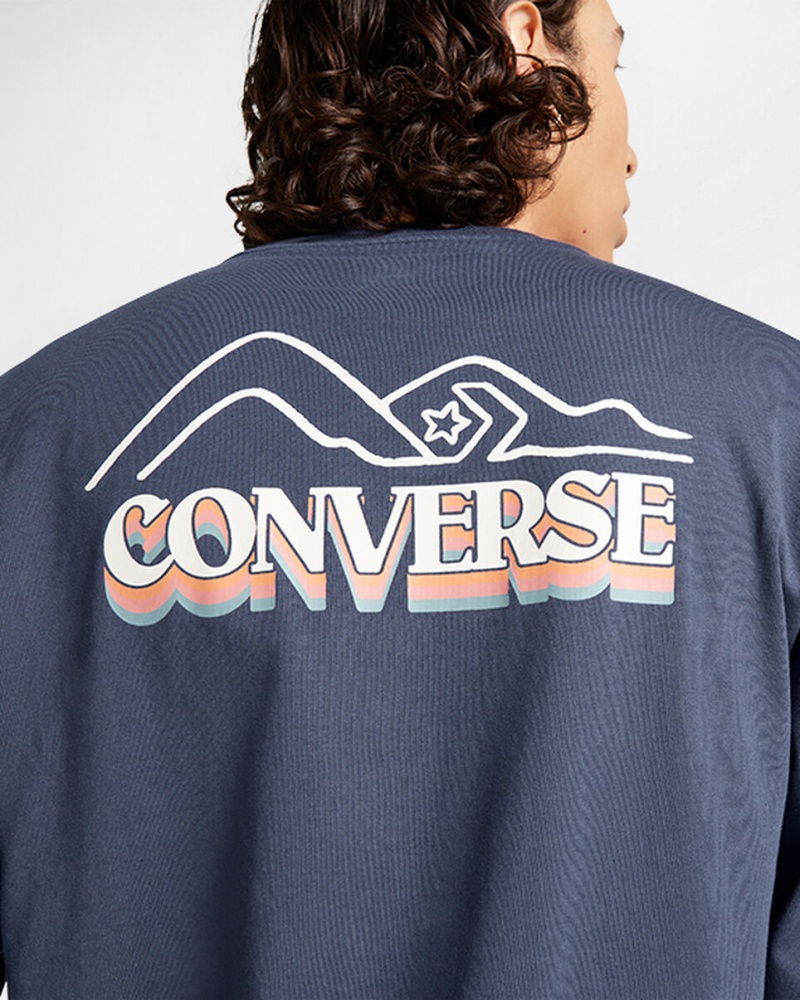 Converse All Star D'hiver Chill Long-Sleeve T-Shirt Bleu | HE4590832