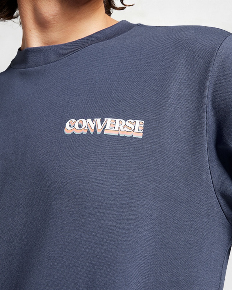 Converse All Star D'hiver Chill Long-Sleeve T-Shirt Bleu | WA8612935