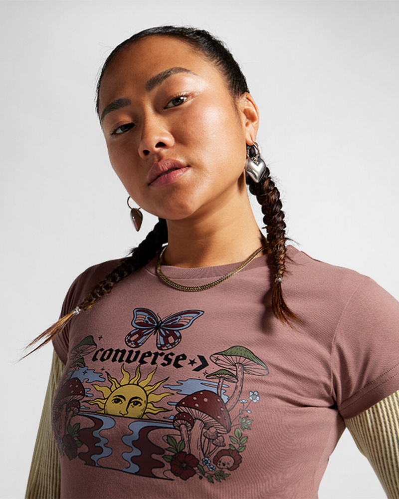 Converse Blooming Skate T-Shirt Saddle | QM1274583