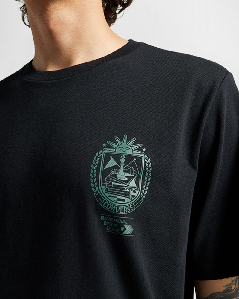 Converse Chess League Graphique T-Shirt Noir | HK6237014