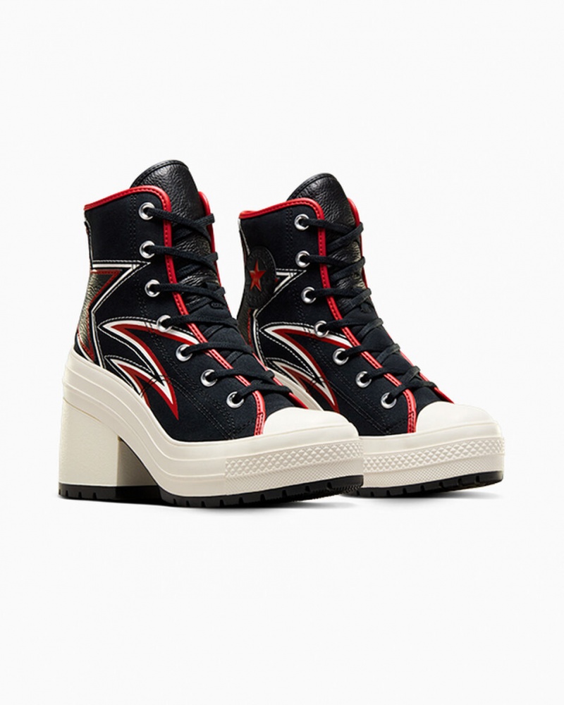 Converse Chuck 70 De Luxe Heel Moto Noir Rouge | JQ5724861