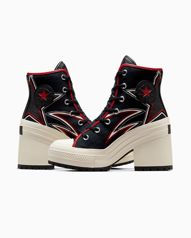 Converse Chuck 70 De Luxe Heel Moto Noir Rouge | JQ5724861