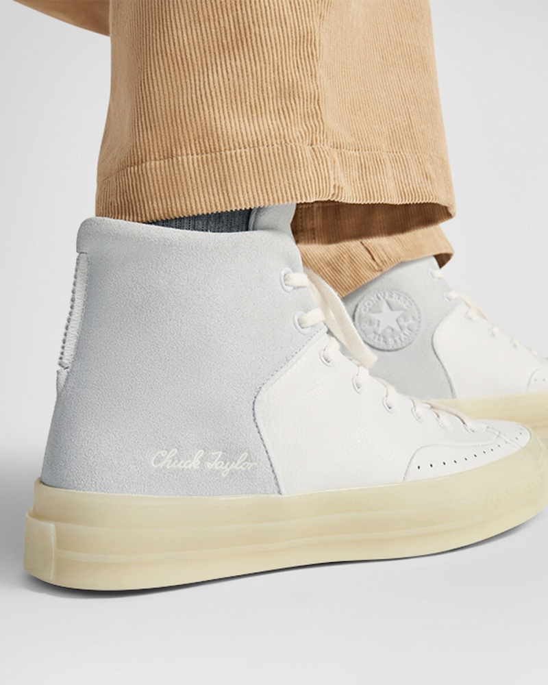 Converse Chuck 70 Marquis Cuir Blanche Grise | ON8736924