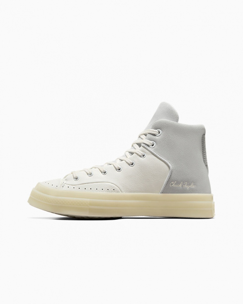 Converse Chuck 70 Marquis Cuir Blanche Grise | ON8736924