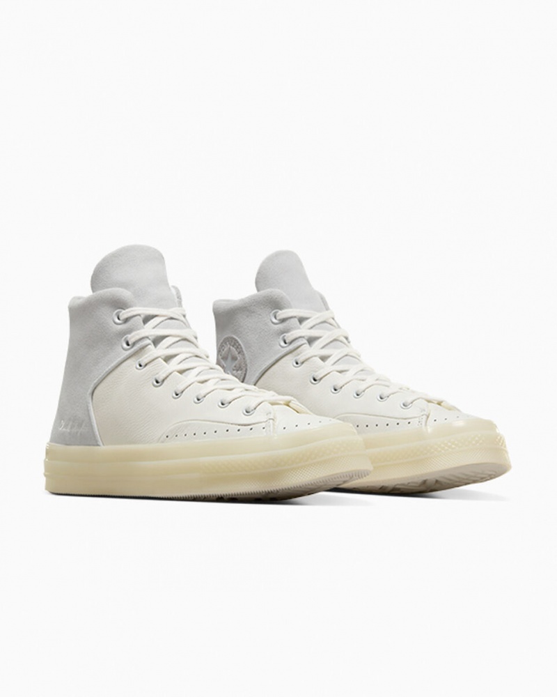 Converse Chuck 70 Marquis Cuir Blanche Grise | ON8736924