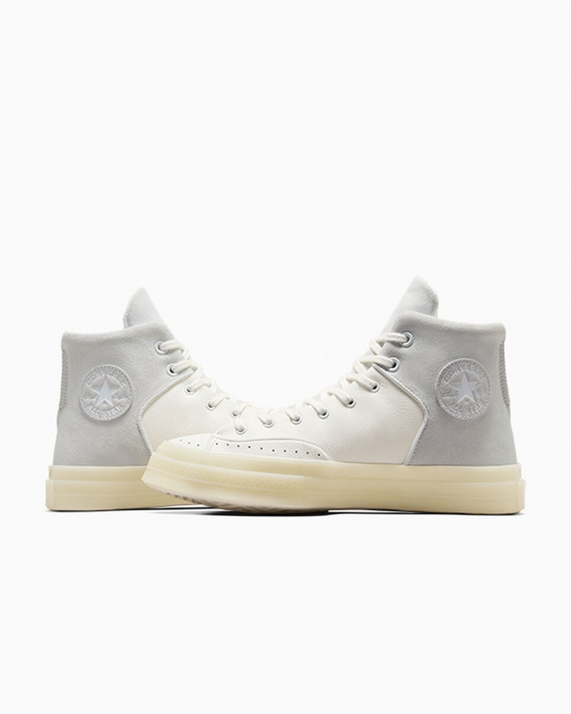 Converse Chuck 70 Marquis Cuir Blanche Grise | ON8736924