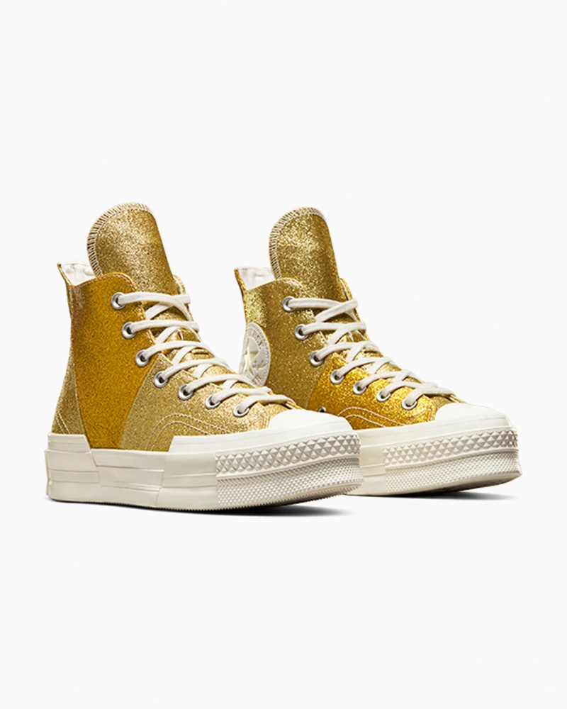 Converse Chuck 70 Plus Glitter Blanche Doré Foncé | IV1309657