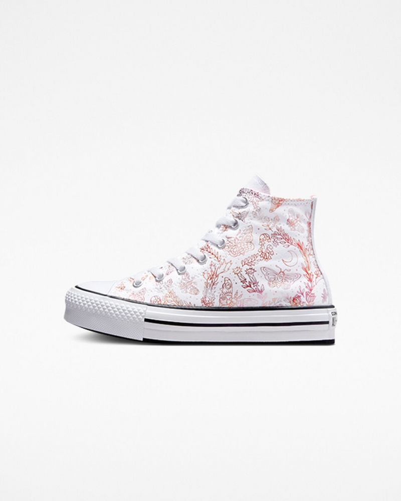 Converse Chuck Taylor All Star EVA Lift Plateforme Butterfly Shine Blanche Rose Noir | SQ3762518