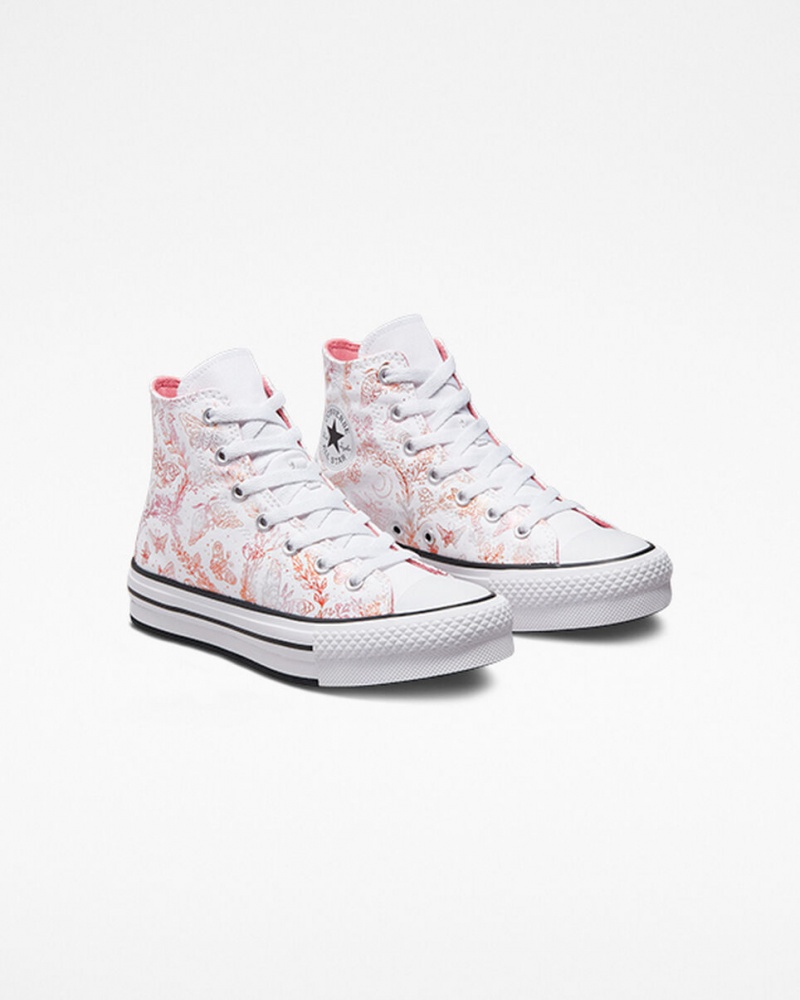 Converse Chuck Taylor All Star EVA Lift Plateforme Butterfly Shine Blanche Rose Noir | SQ3762518