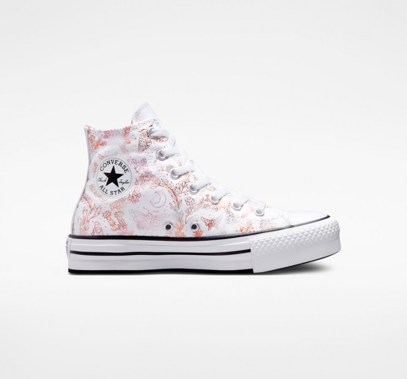 Converse Chuck Taylor All Star EVA Lift Plateforme Butterfly Shine Blanche Rose Noir | SQ3762518