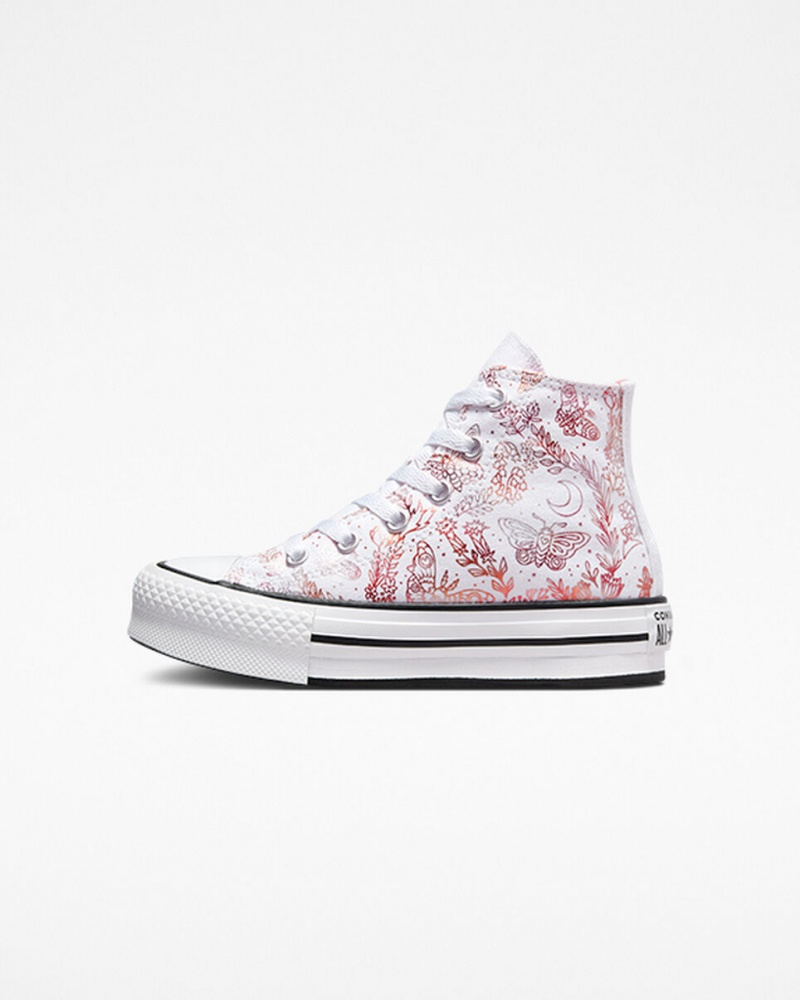 Converse Chuck Taylor All Star EVA Lift Plateforme Butterfly Shine Blanche Rose Noir | CR7694825