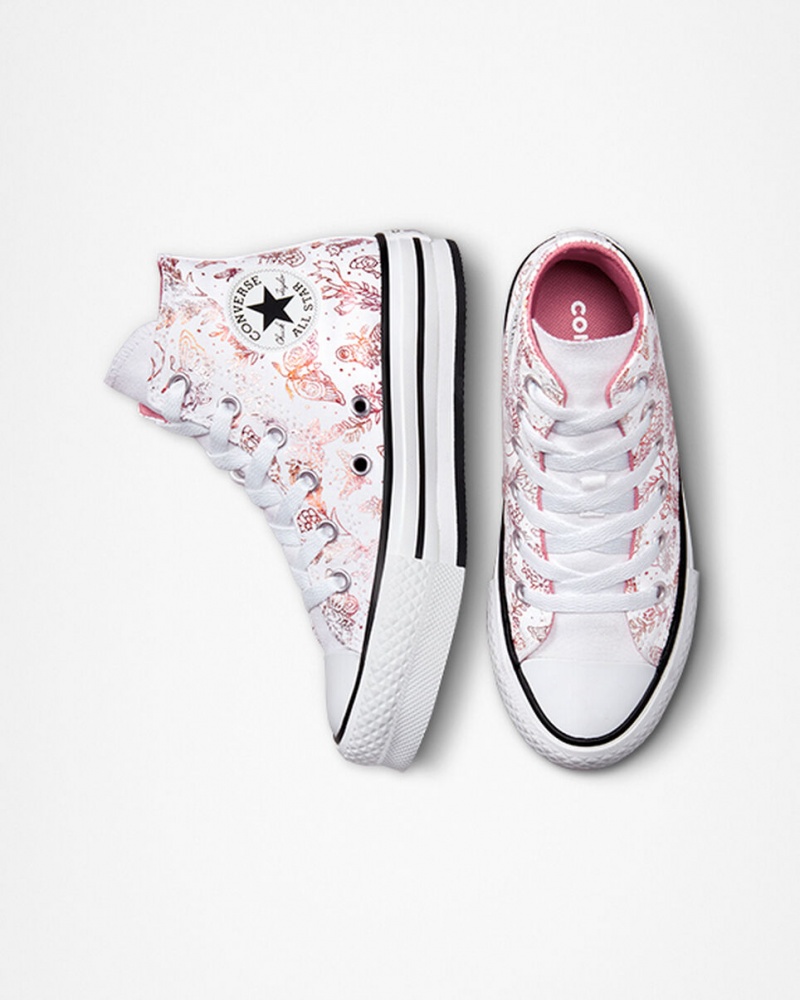 Converse Chuck Taylor All Star EVA Lift Plateforme Butterfly Shine Blanche Rose Noir | CR7694825