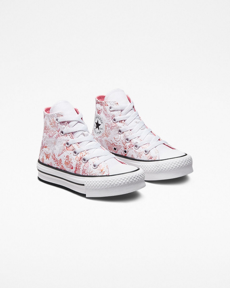 Converse Chuck Taylor All Star EVA Lift Plateforme Butterfly Shine Blanche Rose Noir | CR7694825