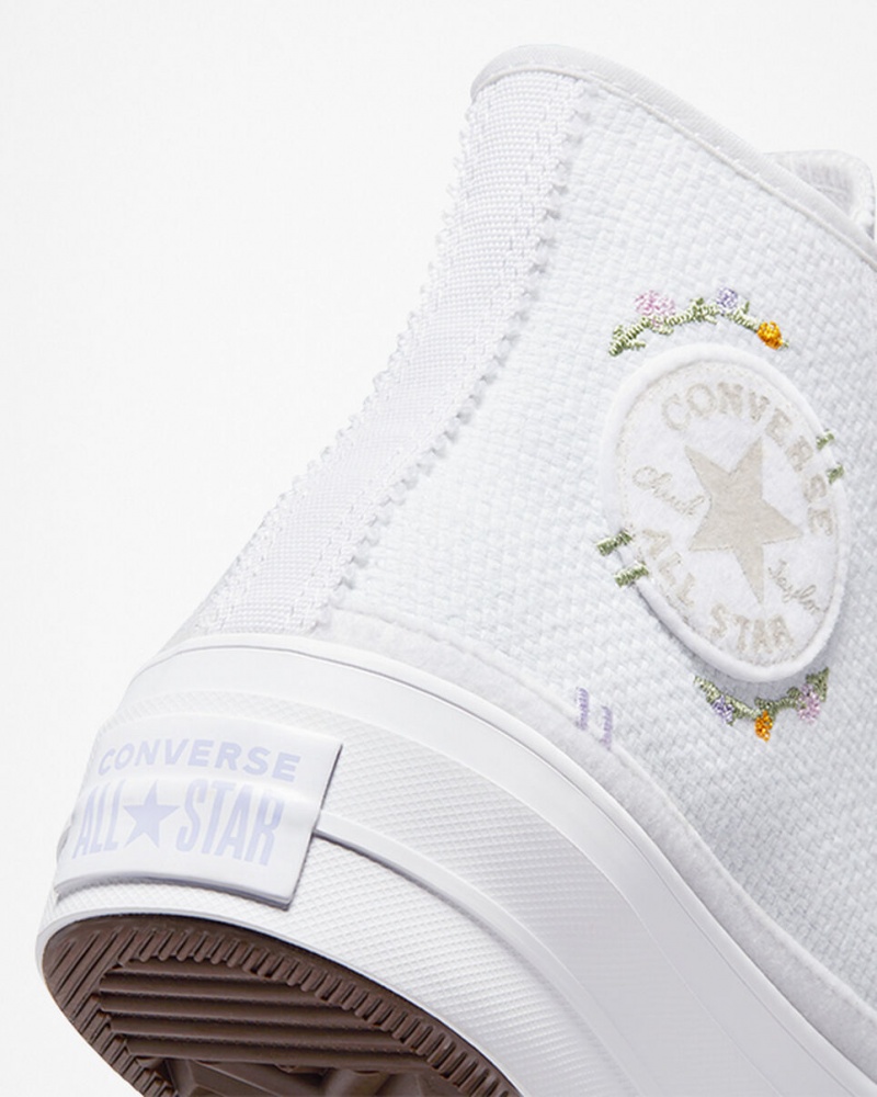 Converse Chuck Taylor All Star Lift Plateforme Autumn Embroidery Blanche | ZA6251947