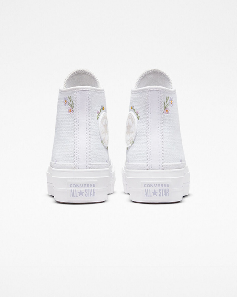 Converse Chuck Taylor All Star Lift Plateforme Autumn Embroidery Blanche | ZA6251947