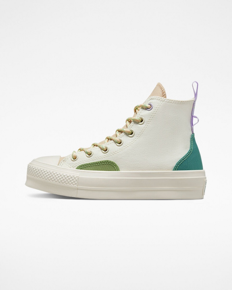 Converse Chuck Taylor All Star Lift Plateforme Colorblock Overlay Egret / Oat Milk / Algae Coast | IB6732059