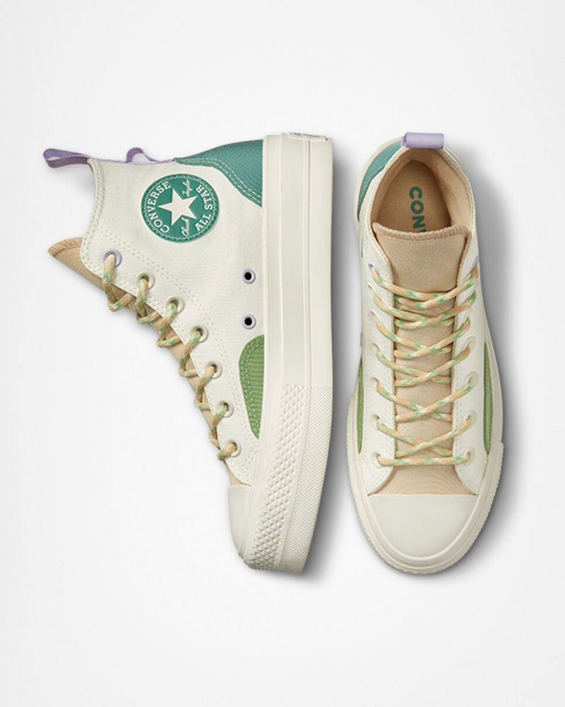 Converse Chuck Taylor All Star Lift Plateforme Colorblock Overlay Egret / Oat Milk / Algae Coast | IB6732059