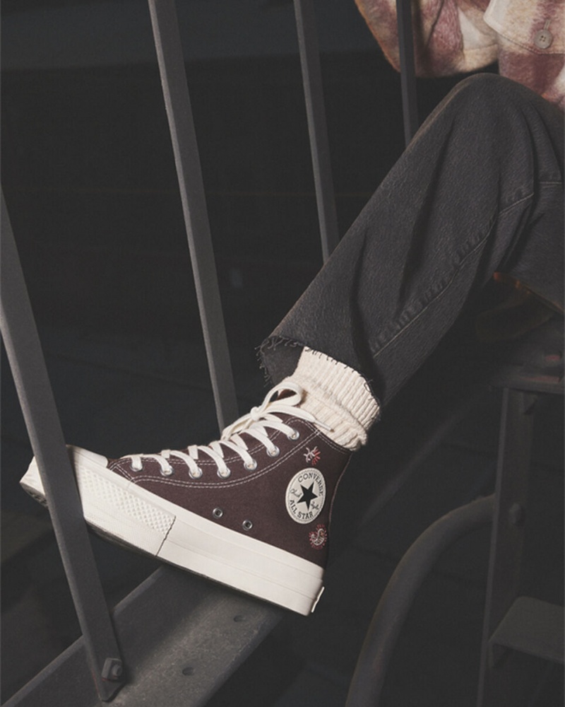 Converse Chuck Taylor All Star Lift Plateforme Crafted Evolution Marron Rose | PY3521968