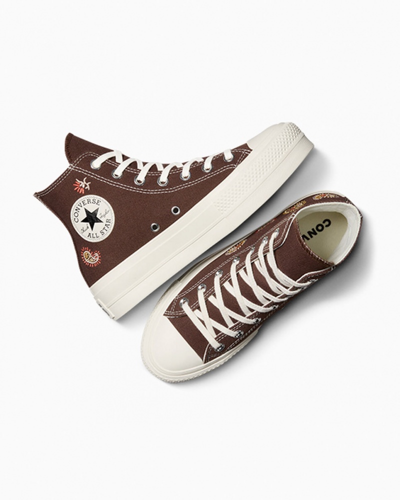 Converse Chuck Taylor All Star Lift Plateforme Crafted Evolution Marron Rose | PY3521968