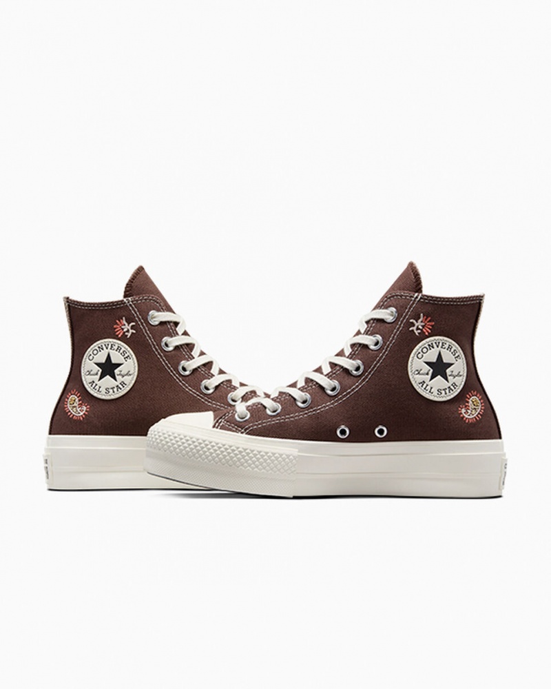 Converse Chuck Taylor All Star Lift Plateforme Crafted Evolution Marron Rose | PY3521968