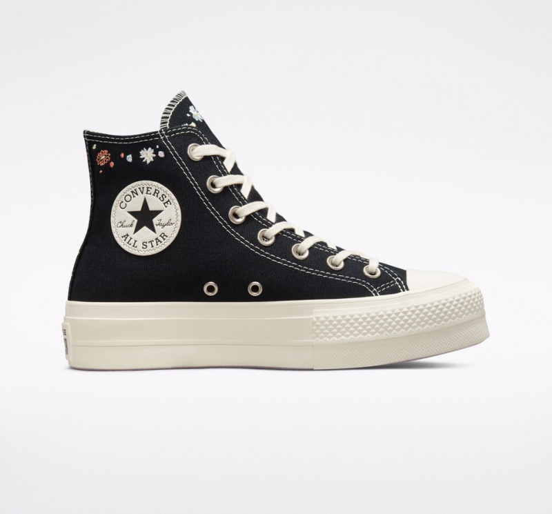 Converse Chuck Taylor All Star Lift Plateforme Embroidered Floral Noir | IZ4209138