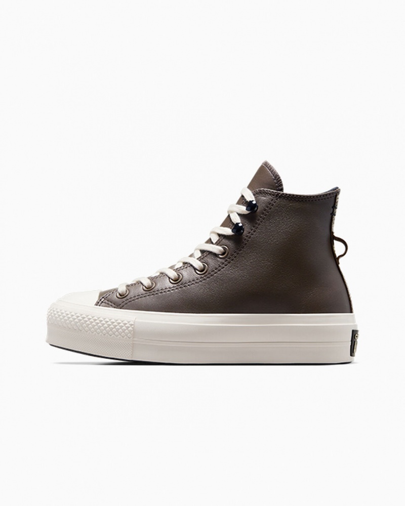 Converse Chuck Taylor All Star Lift Plateforme Fleece-Doublée Cuir Noir | LQ2819574