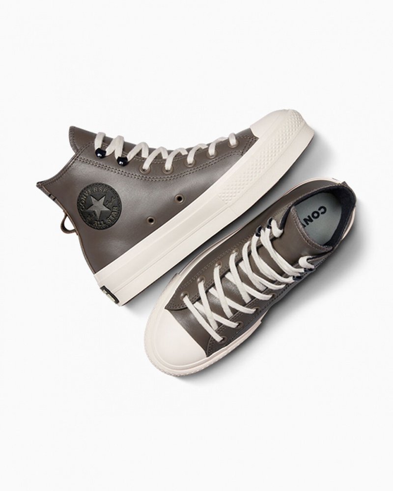 Converse Chuck Taylor All Star Lift Plateforme Fleece-Doublée Cuir Noir | LQ2819574