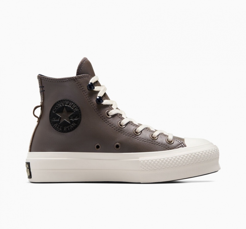 Converse Chuck Taylor All Star Lift Plateforme Fleece-Doublée Cuir Noir | LQ2819574