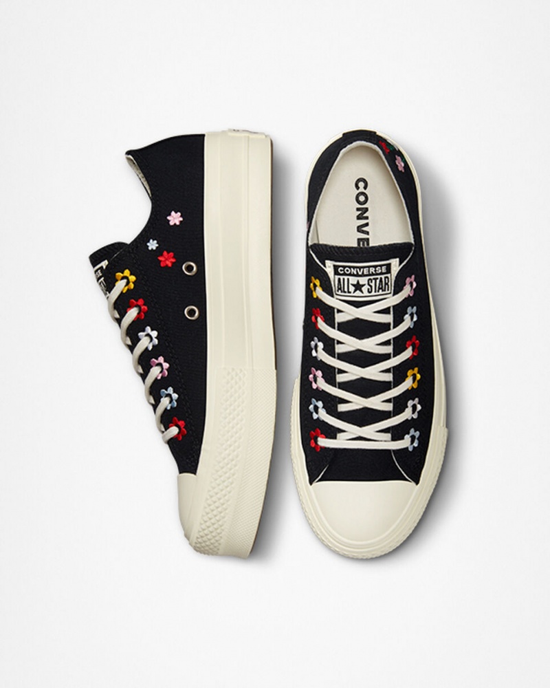 Converse Chuck Taylor All Star Lift Plateforme Floral Embroidery Noir | GZ4257836