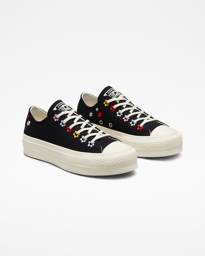 Converse Chuck Taylor All Star Lift Plateforme Floral Embroidery Noir | GZ4257836