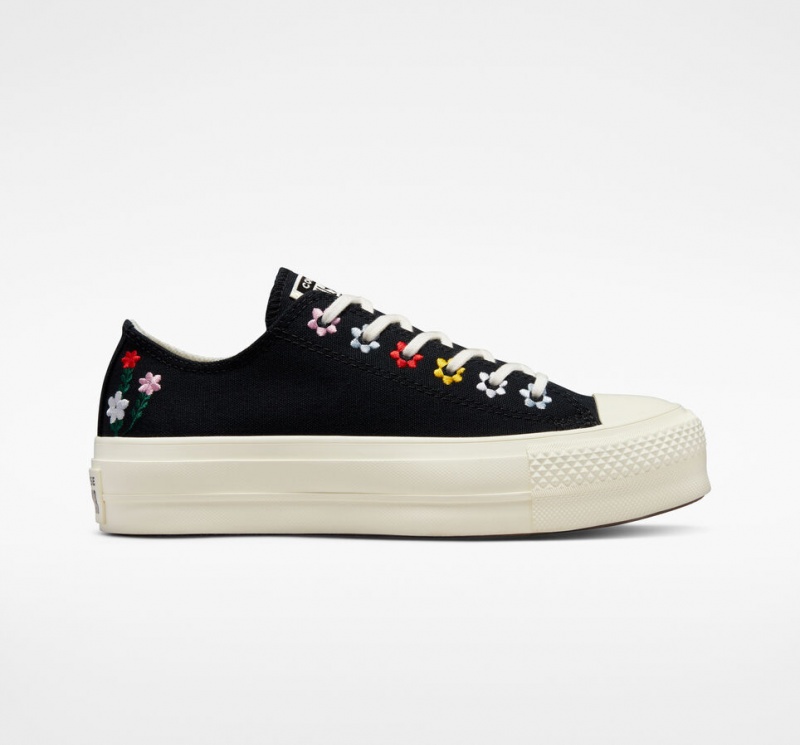 Converse Chuck Taylor All Star Lift Plateforme Floral Embroidery Noir | GZ4257836