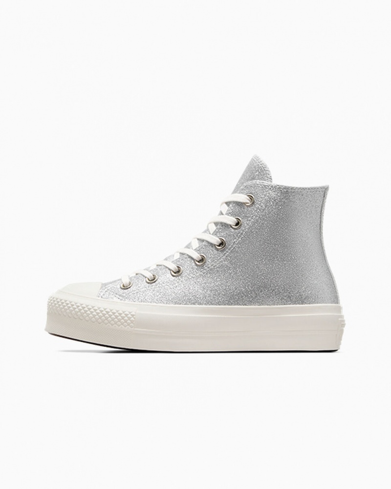 Converse Chuck Taylor All Star Lift Plateforme Glitter Argent | LC4863579