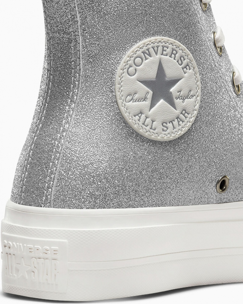 Converse Chuck Taylor All Star Lift Plateforme Glitter Argent | LC4863579