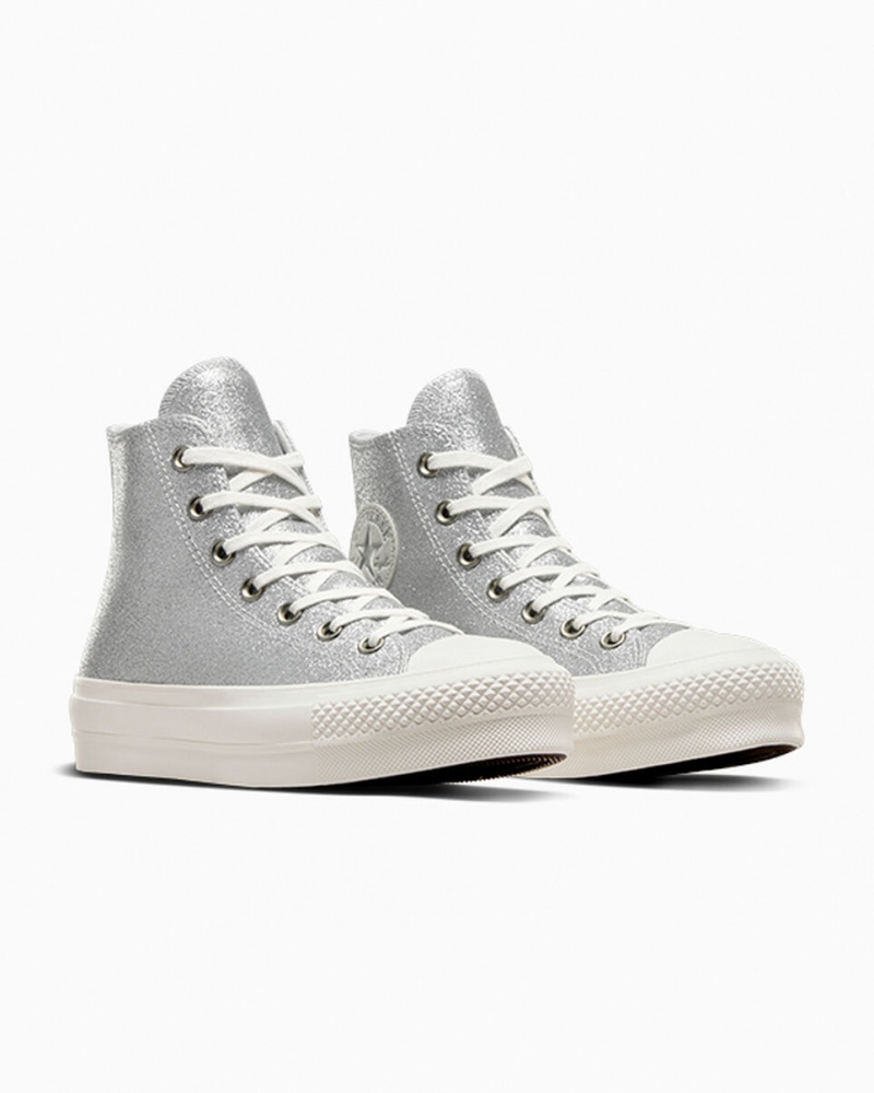 Converse Chuck Taylor All Star Lift Plateforme Glitter Argent | LC4863579