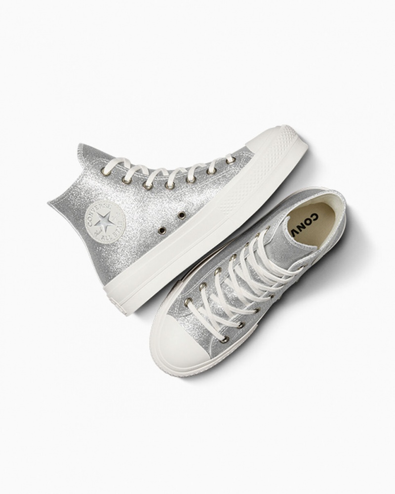 Converse Chuck Taylor All Star Lift Plateforme Glitter Argent | LC4863579