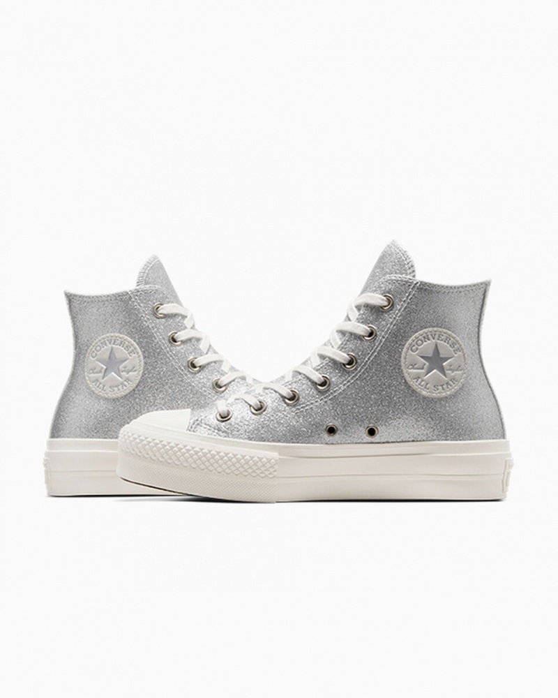 Converse Chuck Taylor All Star Lift Plateforme Glitter Argent | LC4863579