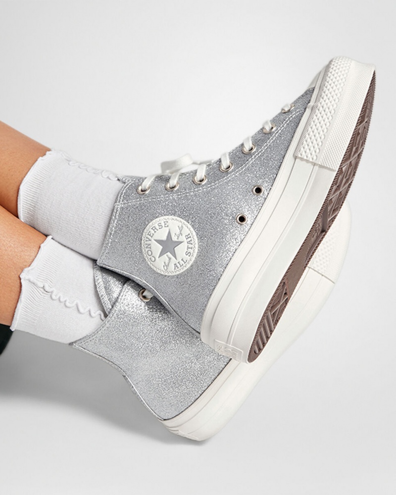 Converse Chuck Taylor All Star Lift Plateforme Glitter Argent | LC4863579