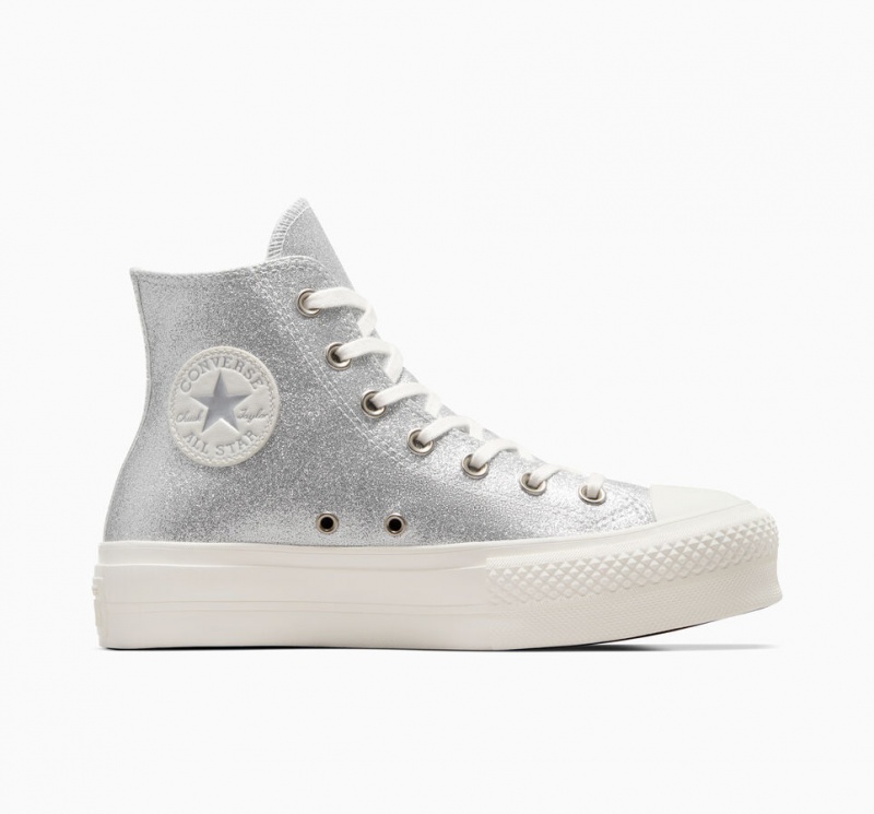 Converse Chuck Taylor All Star Lift Plateforme Glitter Argent | LC4863579